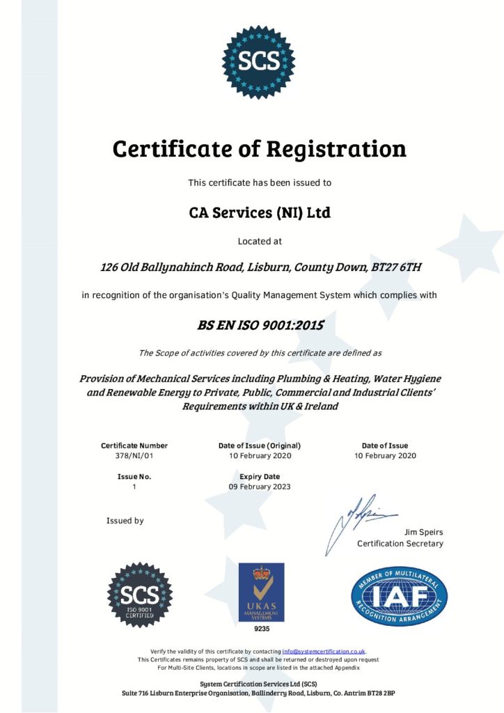 C A Services achieves ISO 9001:2015 certification Quality Management System